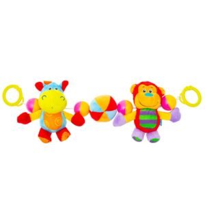 Detská plyšová hrkálka do kočíka Baby Mix hrošík a opička - BABY MIX