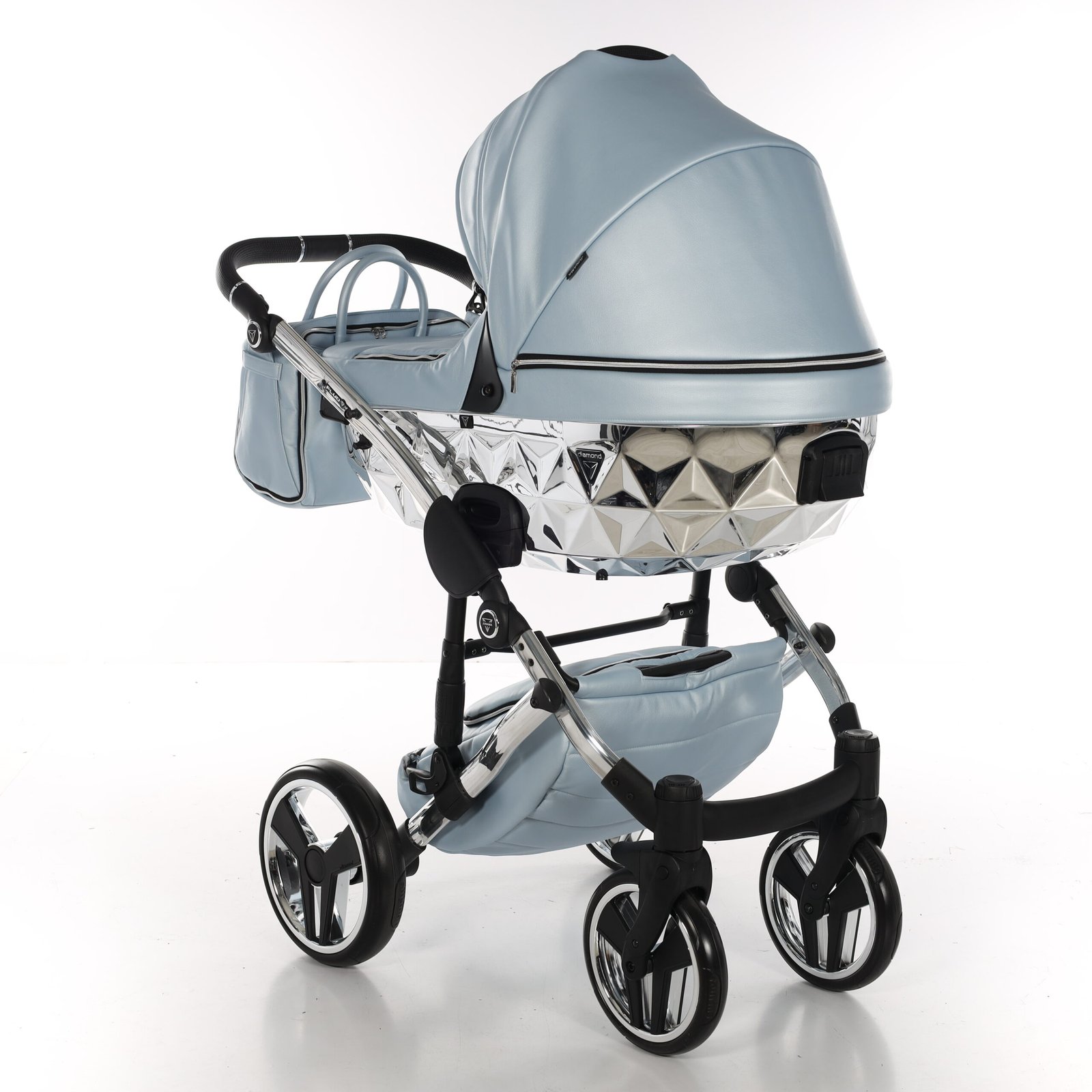 JUNAMA Fluo V3 08 Azul Claro & Con Base Diamond Mirror Pleado 2V1 – Obrázok 3