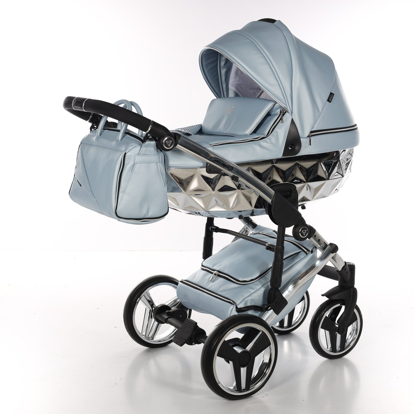 JUNAMA Fluo V3 08 Azul Claro & Con Base Diamond Mirror Pleado 2V1 – Obrázok 4