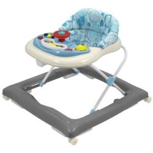 Detské chodítko Baby Mix s volantom a silikónovými kolieskam sivé krémové - BABY MIX