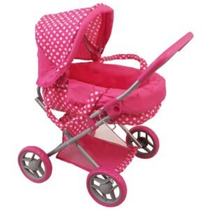 Hlboký kočík pre bábiky Baby Mix bodkovaný ružový - BABY MIX