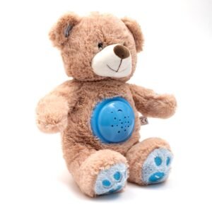 Plyšový zaspávačik medvedík s projektorom Baby Mix modrý - BABY MIX