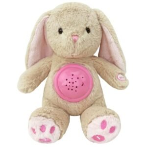 Plyšový zaspávačik zajačik s projektorom Baby Mix ružový - BABY MIX