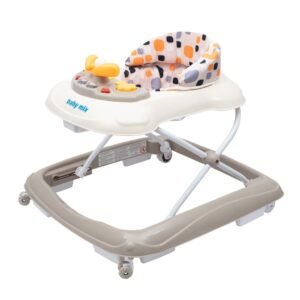 Detské chodítko Baby Mix s volantom a silikónovými kolieskami beige - BABY MIX
