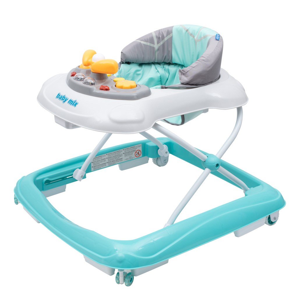 Detské chodítko Baby Mix s volantom a silikónovými kolieskami mätové - BABY MIX