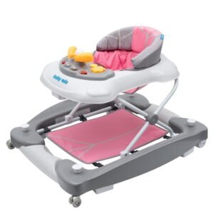 Detské chodítko s hojdačkou a sikónovými kolieskami Baby Mix ružové - BABY MIX