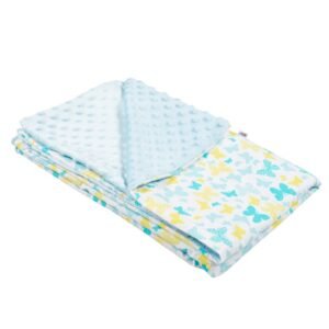 Mäkká detská deka s motívom z Minky 80×102 cm, modrá – do kočíka, postieľky aj na oddych