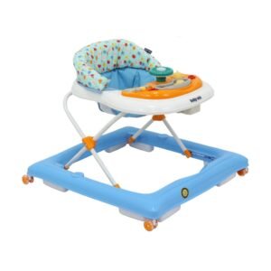 Detské chodítko Baby Mix s volantom a silikónovými kolieskami modro-biele - BABY MIX