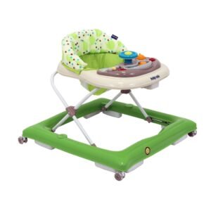 Detské chodítko Baby Mix s volantom a silikónovými kolieskami zeleno-béžové - BABY MIX