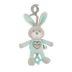 Edukačná hrajúca plyšová hračka s klipom Baby Mix králik mätový - BABY MIX