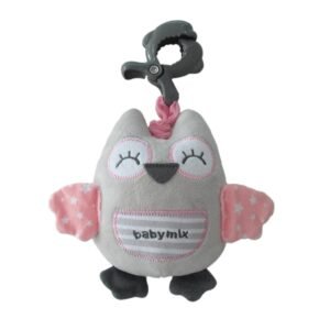 Edukačná hrajúca plyšová hračka s klipom Baby Mix sova ružová - BABY MIX