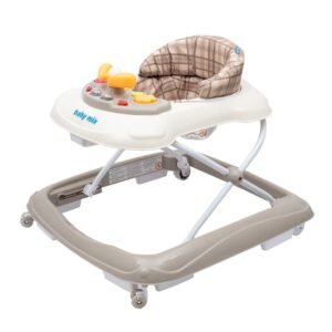 Detské chodítko Baby Mix s volantom a silikónovými kolieskami béžové - BABY MIX