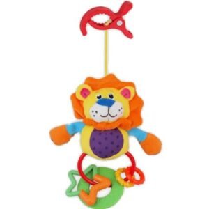 Plyšová hračka s hrkálkou Baby Mix lev s klipom - BABY MIX