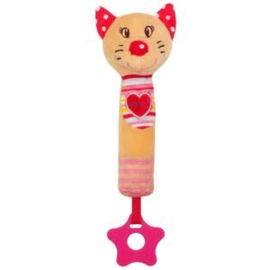 Detská pískacia plyšová hračka s hryzátkom Baby Mix mačka - BABY MIX