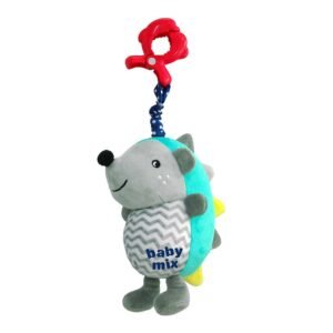 Detská plyšová hračka s hracím strojčekom a klipom Baby Mix Ježko modro-sivý - BABY MIX
