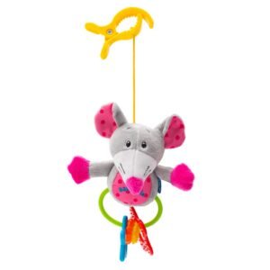 Detská plyšová hračka s hrkálkou Baby Mix myš - BABY MIX