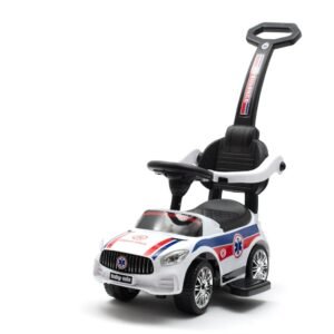 Detské odrážadlo so zvukom a vodiacou tyčou Baby Mix AMBULANCE biele - BABY MIX