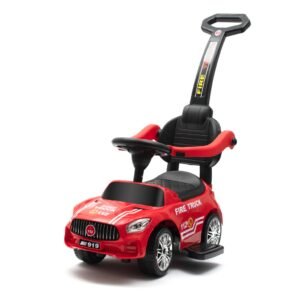 Detské odrážadlo so zvukom a vodiacou tyčou Baby Mix POŽIARNICI červené - BABY MIX