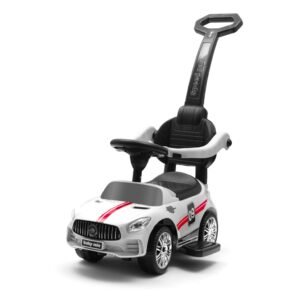 Detské odrážadlo so zvukom a vodiacou tyčou Baby Mix RACER biele - BABY MIX