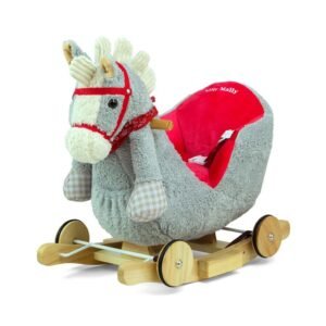 Hojdací koník s melódiou a kolieskami Milly Mally Polly sivo-červený - MILLY MALLY