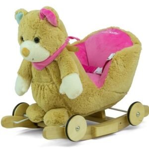 Hojdacia hračka s melódiou a kolieskami Milly Mally Polly Medvedík hnedo-ružový - MILLY MALLY