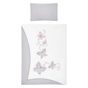 5-dielne posteľné obliečky do postieľky s motívom 5- Butterfly 40×60 cm, 90×120 cm, 90/120, sivé – zútulnenie detskej izby
