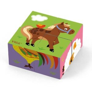 Drevené puzzle kocky pre najmenších Viga Farma - Viga