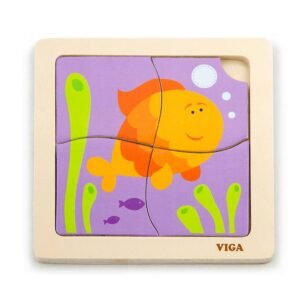 Drevené puzzle pre najmenších Viga 4 ks Rybka - Viga