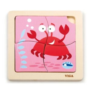 Drevené puzzle pre najmenších Viga 4 ks Krab - Viga
