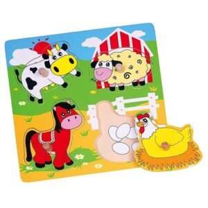 Detské drevené puzzle s úchytmi Viga prekvapenie Farma - Viga