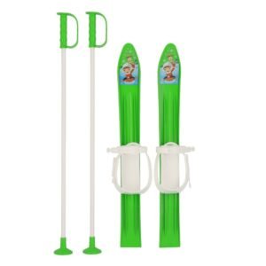 Detské lyže s viazaním a palicami Baby Mix 60 cm zelené - BABY MIX