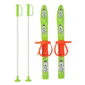 Detské lyže s viazaním a palicami Baby Mix 70 cm zelené - BABY MIX