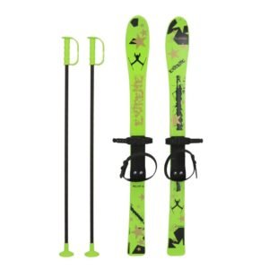 Detské lyže s viazaním a palicami Baby Mix 90 cm zelené - BABY MIX