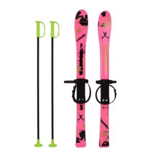 Detské lyže s viazaním a palicami Baby Mix 90 cm ružové - BABY MIX