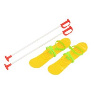 Detské lyže s viazaním a palicami Baby Mix BIG FOOT 42 cm žlté - BABY MIX