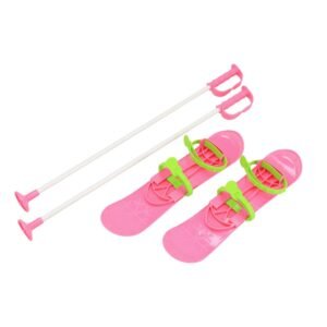 Detské lyže s viazaním a palicami Baby Mix BIG FOOT 42 cm ružové - BABY MIX