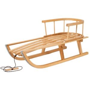 Detské celodrevené sánky s operadlom a povrázkom BAYO 90 cm - BAYO