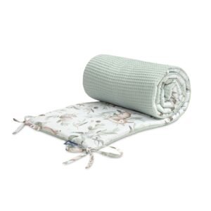 Mantinel do postieľky s motívom vafle srnky mätový 120×60 cm, 180×30 cm – mäkké zútulnenie detskej izby