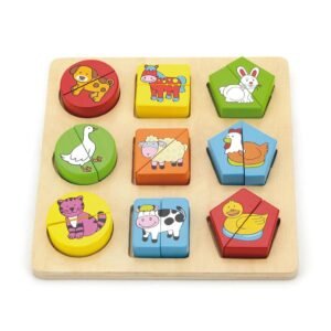 Drevené puzzle pre najmenších Viga Tvary a zvieratá - Viga