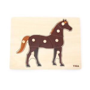 Detské drevené puzzle s úchytmi Montessori Viga Koník - Viga