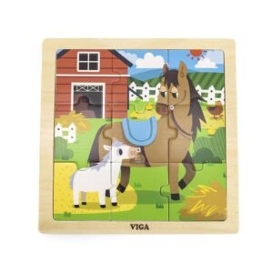 Drevené puzzle pre najmenších Viga 9 ks Koníky - Viga