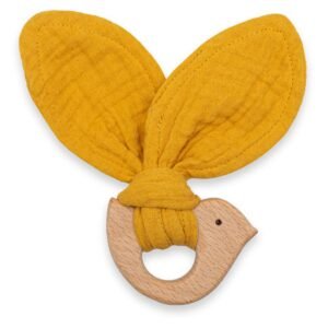 Detské hryzátko s vtáčikom New Baby Bird mustard - NEW BABY