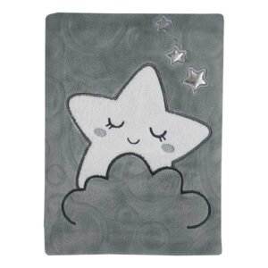 Mäkká detská deka s motívom Sleeping Star 100×80 cm, sivá – do kočíka, postieľky aj na oddych