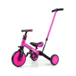 Detská trojkolka 4v1 Milly Mally Optimus Plus s vodiacou tyčou pink - MILLY MALLY