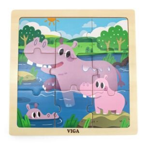 Drevené puzzle pre najmenších Viga 9 ks hrošík - Viga