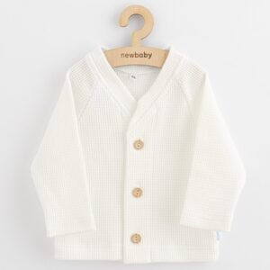 Biely dojčenský kabátik na gombíky Luxury clothing Oliver – decentná vrstva navyše