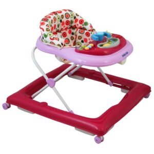 Detské chodítko Baby Mix s volantom a silikónovými kolieskami tmavo ružové - BABY MIX