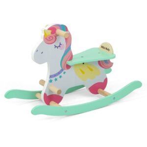 Drevený hojdací koník s operadlom Milly Mally Lucky 18 Unicorn - MILLY MALLY