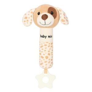 Plyšové hrkálka s pískatkom Baby Mix – psík hnedý - BABY MIX