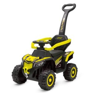 Detské elektrické odrážadlo Baby Mix Ruggy s vodiacou tyčou žlté - BABY MIX